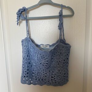 Never Worn! Women's Blue Crochet Tank Top